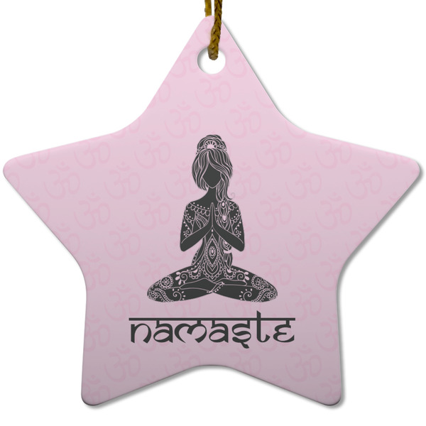 Custom Lotus Pose Star Ceramic Ornament