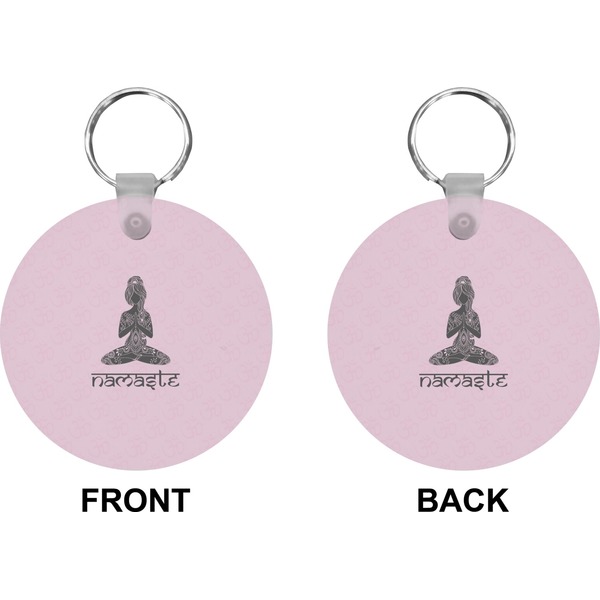 Lotus Pose Circle Keychain (Front + Back)
