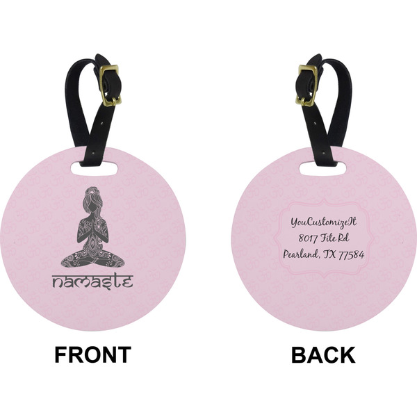 Lotus Pose Circle Luggage Tag (Front + Back)