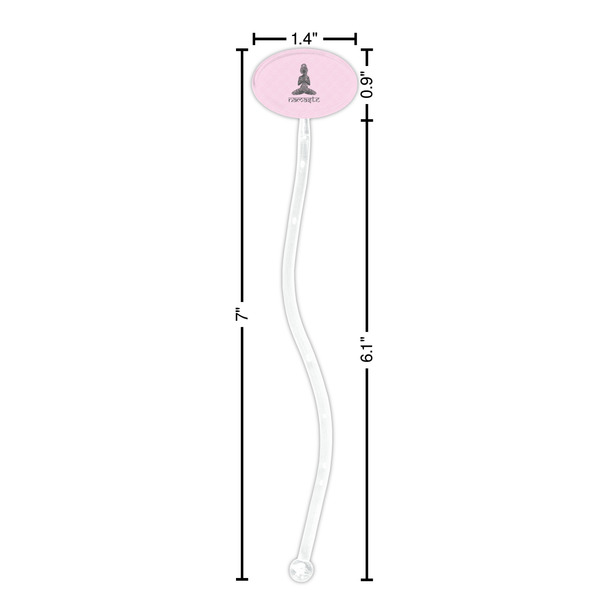Lotus Pose Clear Plastic 7" Stir Stick - Oval - Dimensions