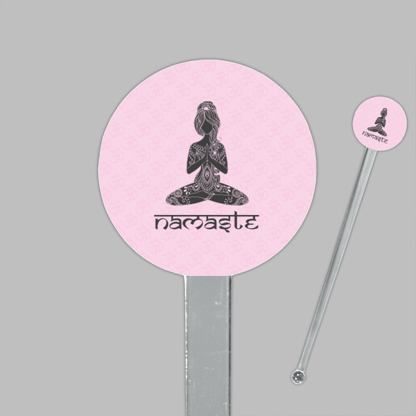 Lotus Pose Clear Plastic 7" Stir Stick - Round - Closeup