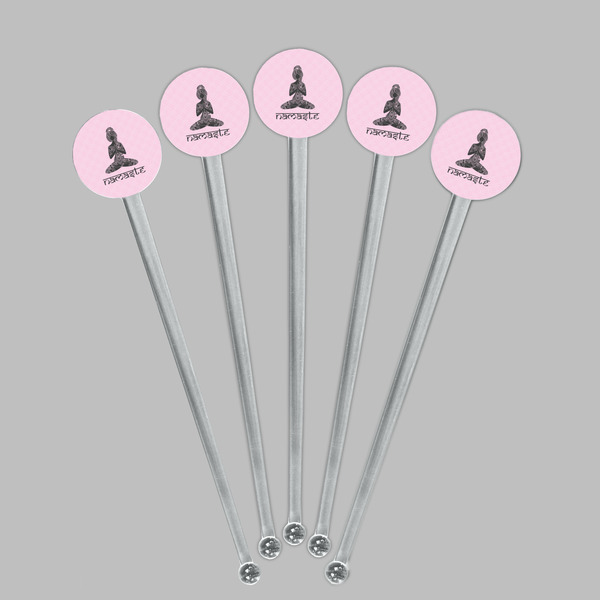 Lotus Pose Clear Plastic 7" Stir Stick - Round - Fan View