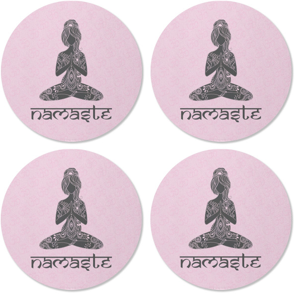 Lotus Pose Coaster Round Rubber Back - Apvl