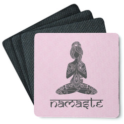 Lotus Pose Square Rubber Backed Coasters - Set of 4 (Personalized)