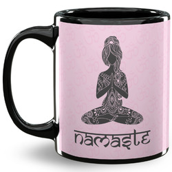 Lotus Pose 11 Oz Coffee Mug - Black