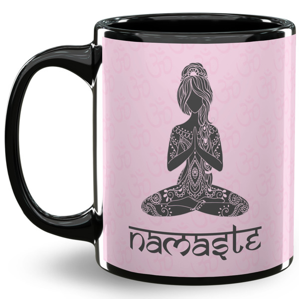 Custom Lotus Pose 11 Oz Coffee Mug - Black