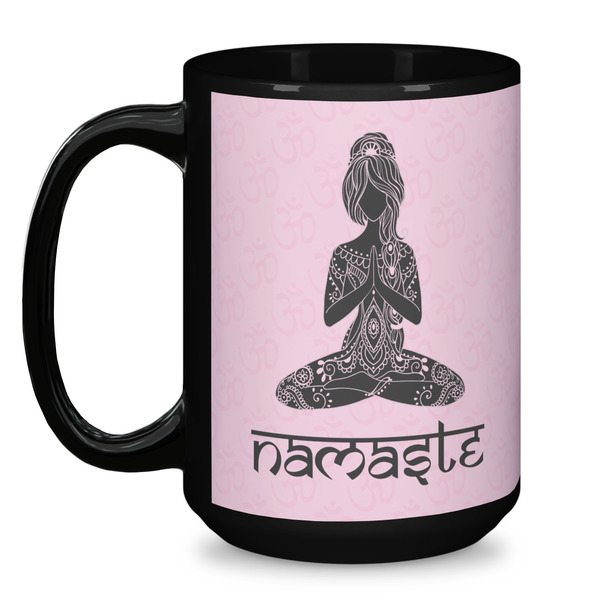 Lotus Pose Coffee Mug - 15 oz - Black