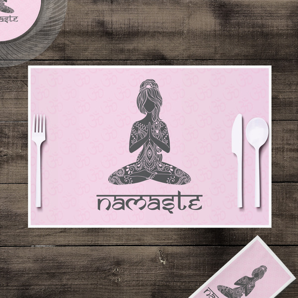 Lotus Pose Disposable Paper Placemat - In Context