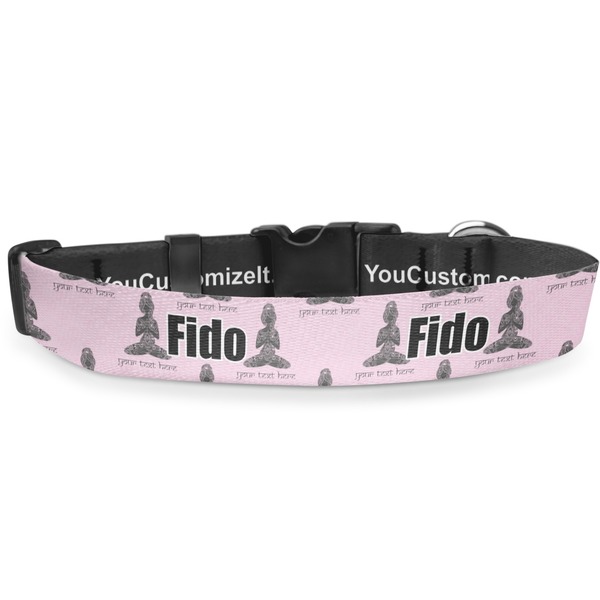 Custom Lotus Pose Deluxe Dog Collar - Extra Large (16" to 27") (Personalized)