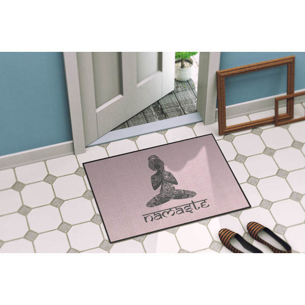 Lotus Pose Door Mat Lifestyle