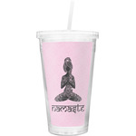 Lotus Pose Double Wall Tumbler with Straw (Personalized)