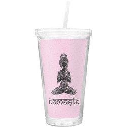 Lotus Pose Double Wall Tumbler with Straw (Personalized)