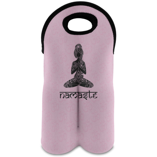 Custom Lotus Pose Wine Tote Bag (2 Bottles) (Personalized)
