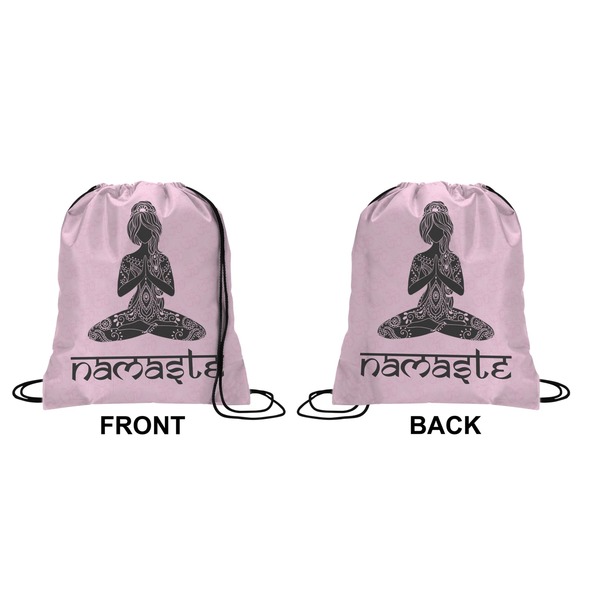 Lotus Pose Drawstring Backpack Front & Back Medium