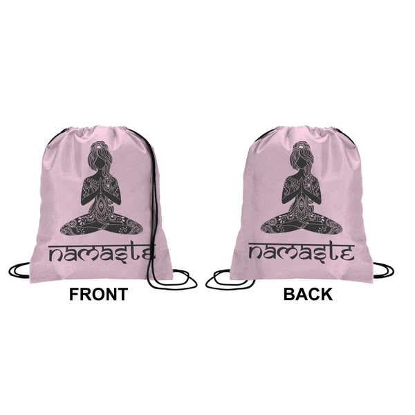 Lotus Pose Drawstring Backpack Front & Back Small