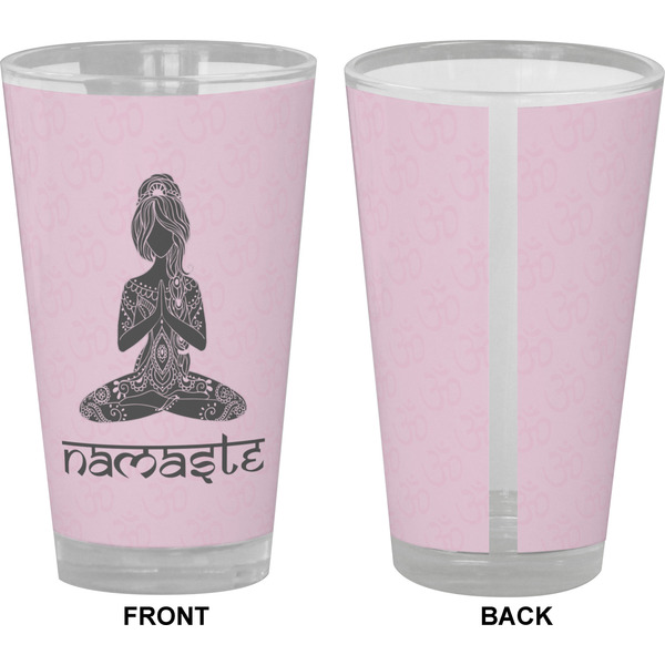 Lotus Pose Pint Glass - Full Color - Front & Back Views