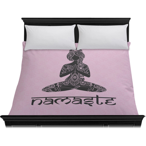 Lotus Pose Duvet Cover - King - On Bed - No Prop
