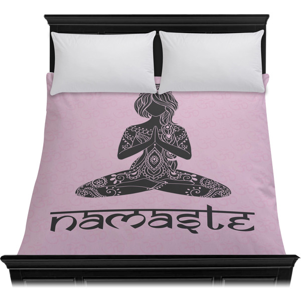Lotus Pose Duvet Cover - Queen - On Bed - No Prop