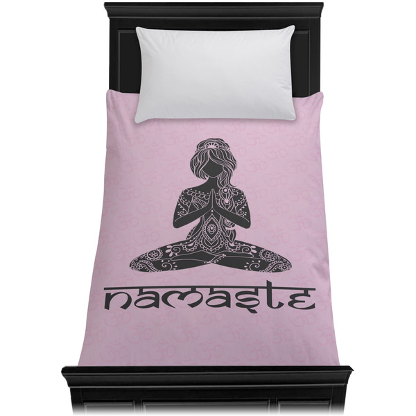 Lotus Pose Duvet Cover - Twin - On Bed - No Prop