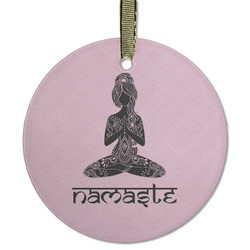 Lotus Pose Flat Glass Ornament - Round