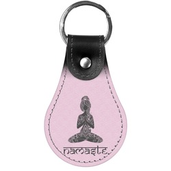 Lotus Pose Genuine Leather  Keychains (Personalized)