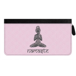 Lotus Pose Genuine Leather Ladies Zippered Wallet (Personalized)