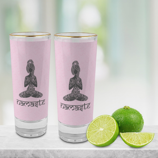 Lotus Pose Glass Shot Glass - 2 oz - LIFESTYLE