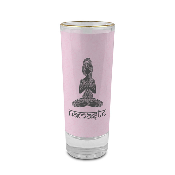 Custom Lotus Pose 2 oz Shot Glass - Glass with Gold Rim