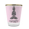 Lotus Pose Glass Shot Glass - With gold rim - FRONT