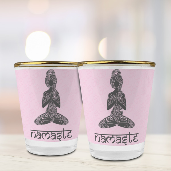 Lotus Pose Glass Shot Glass - with gold rim - LIFESTYLE