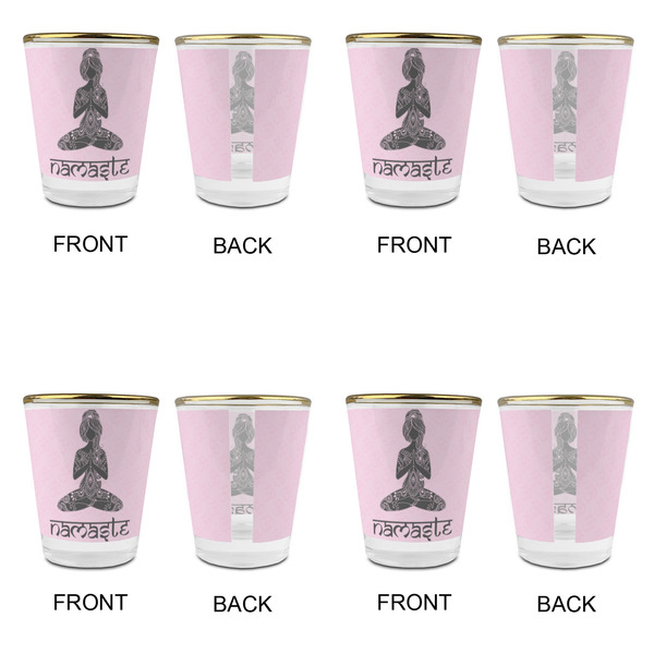 Lotus Pose Glass Shot Glass - with gold rim - Set of 4 - APPROVAL