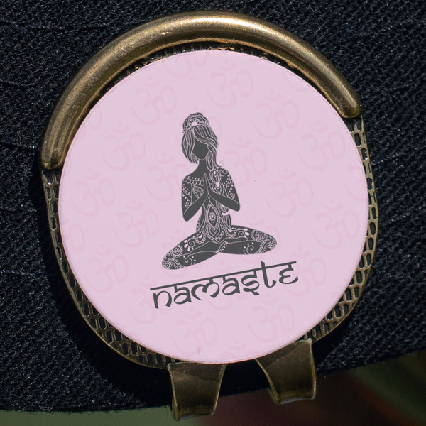 Lotus Pose Golf Ball Marker Hat Clip - Gold - Close Up