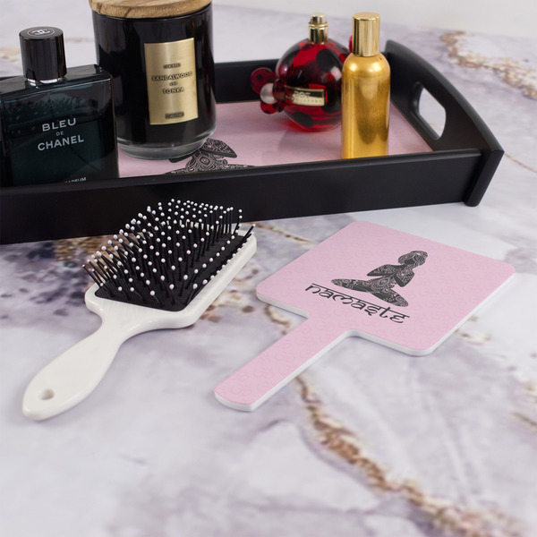 Lotus Pose Hand Mirror - With Hair Brush