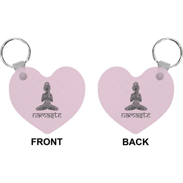 Lotus Pose Heart Keychain (Front + Back)