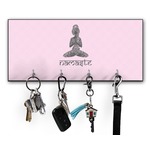Lotus Pose Key Hanger w/ 4 Hooks w/ Graphics and Text