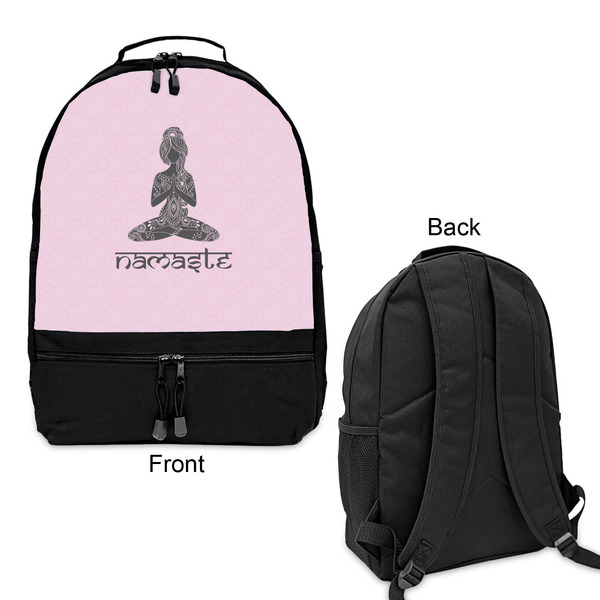 Lotus Pose Large Backpack - Black - Front & Back View