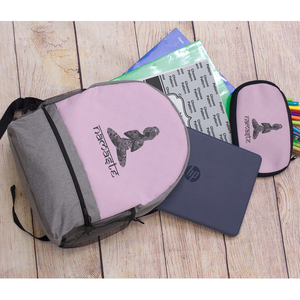 Lotus Pose Large Backpack - Gray - With Stuff