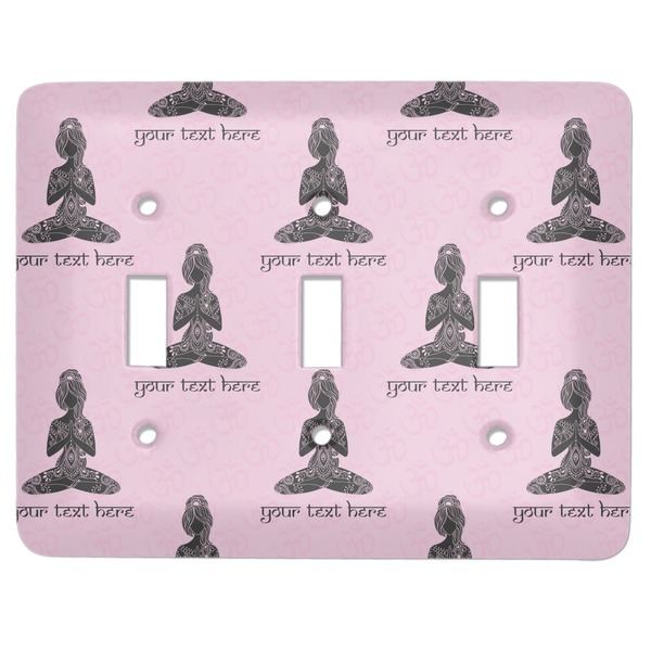 Custom Lotus Pose Light Switch Cover (3 Toggle Plate) (Personalized)