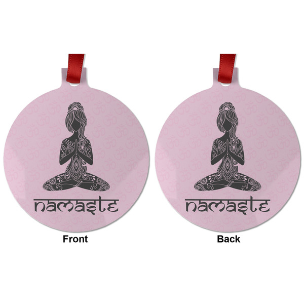 Lotus Pose Metal Ball Ornament - Front and Back