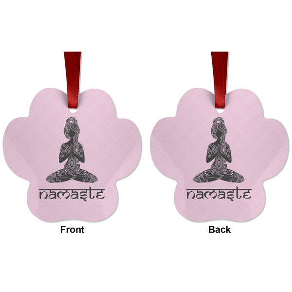 Lotus Pose Metal Paw Ornament - Front and Back