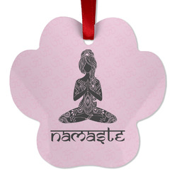 Lotus Pose Metal Paw Ornament - Double Sided