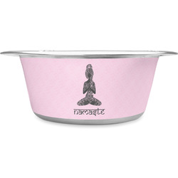 Lotus Pose Stainless Steel Dog Bowl (Personalized)