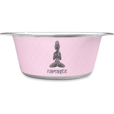 Lotus Pose Stainless Steel Dog Bowl - Medium (Personalized)