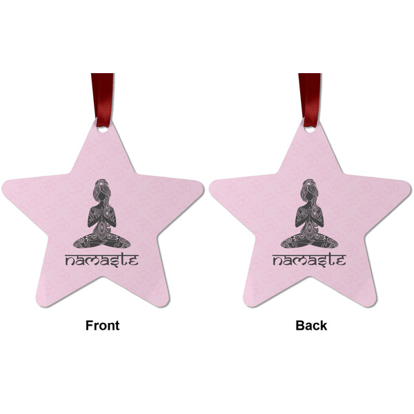 Lotus Pose Metal Star Ornament - Front and Back