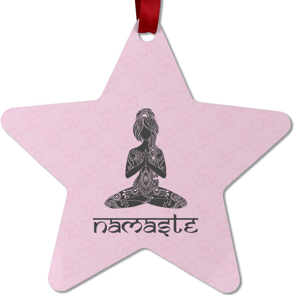 Custom Lotus Pose Metal Star Ornament - Double Sided