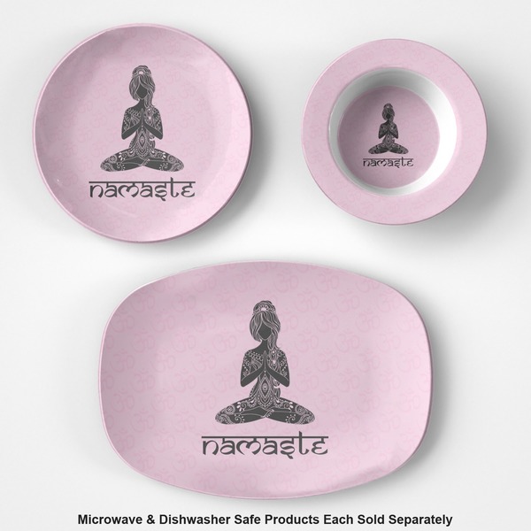 Lotus Pose Microwave & Dishwasher Safe CP Plastic Dishware - Group