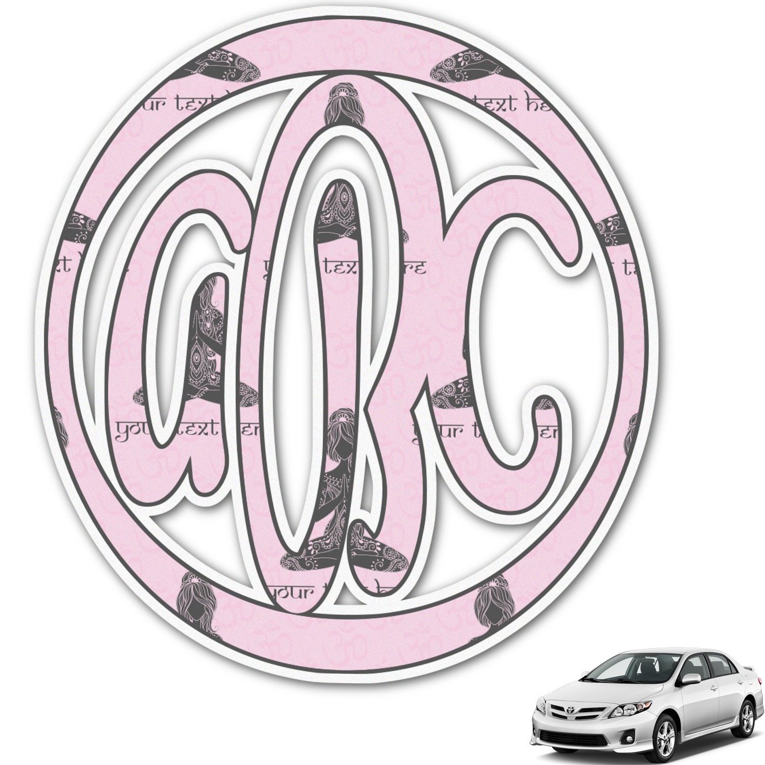 Custom Lotus Pose Monogram Car Decal (Personalized) YouCustomizeIt