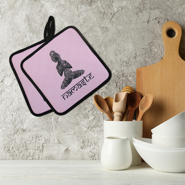 Lotus Pose Neoprene Pot Holder - Set of 2  LIFESTYLE