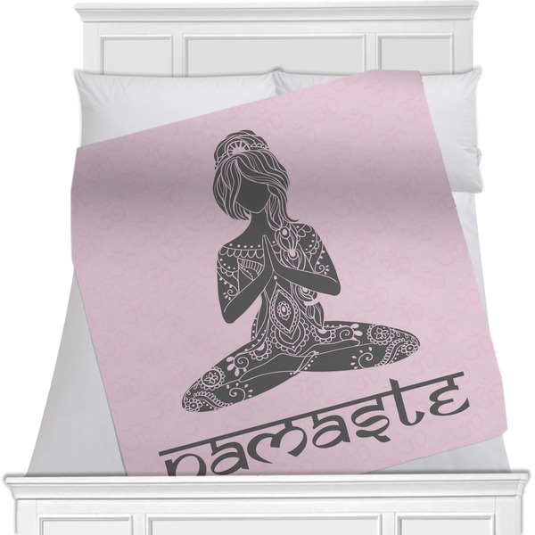 Custom Lotus Pose Minky Blanket - Twin / Full - 80"x60" - Double Sided (Personalized)