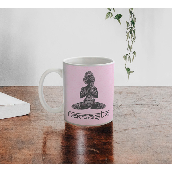 Lotus Pose Personalized Coffee Mug - Lifestyle